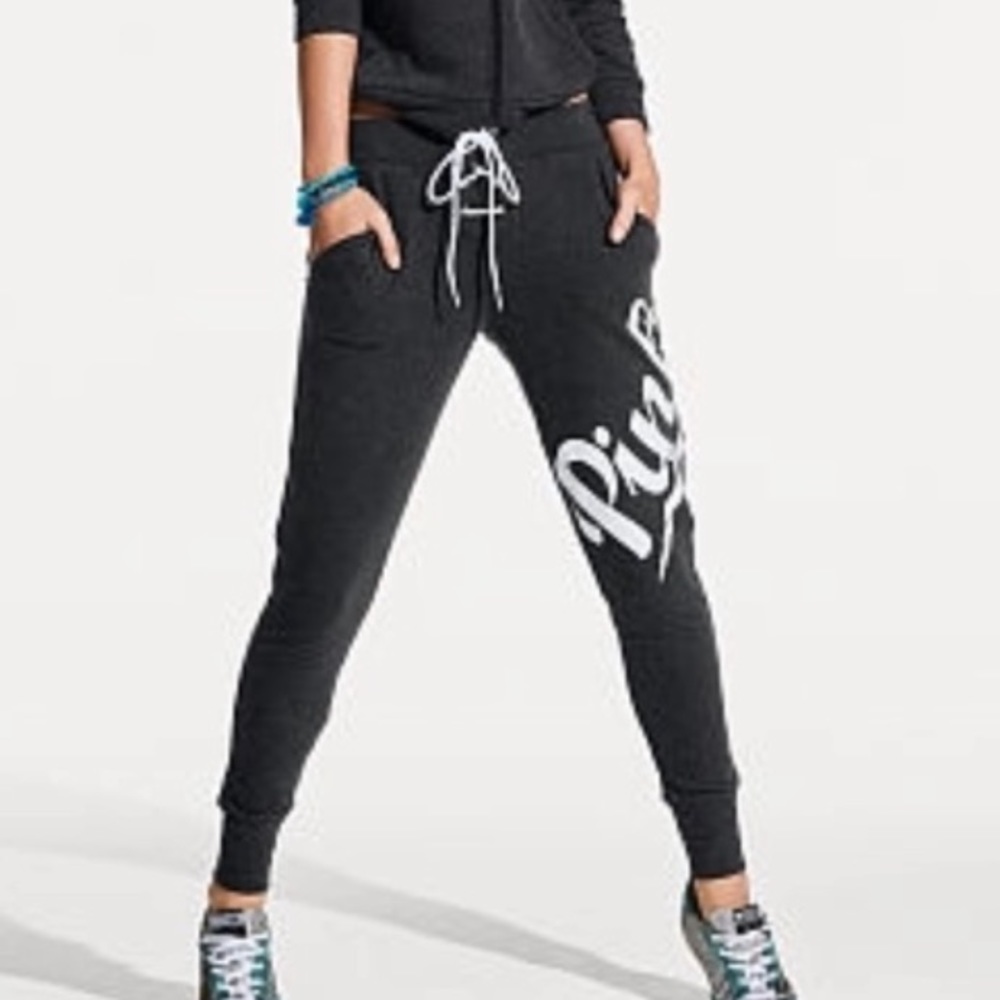 Victoria’s Secret pink sweatpants.